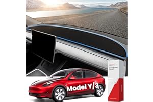 REEVAA 2025 Upgraded Tesla Model Y /3 Dashboard Cover Accessories [Anti-Glare, Full Protection] Anti-Slip Soft Alcantara Dash Cover Mat for Model Y (2025-2020) Model 3 (2023-2017)