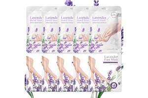ASMAYSA Lavender Hand and Feet Mask, 5 Pairs Hydrating Hand Mask, 5 Pairs Foot Peel Masks, Softening Hand Mask Gloves and Foot Masks Moisturizing Socks for Men Women Dry, Rough,Cracked Skin
