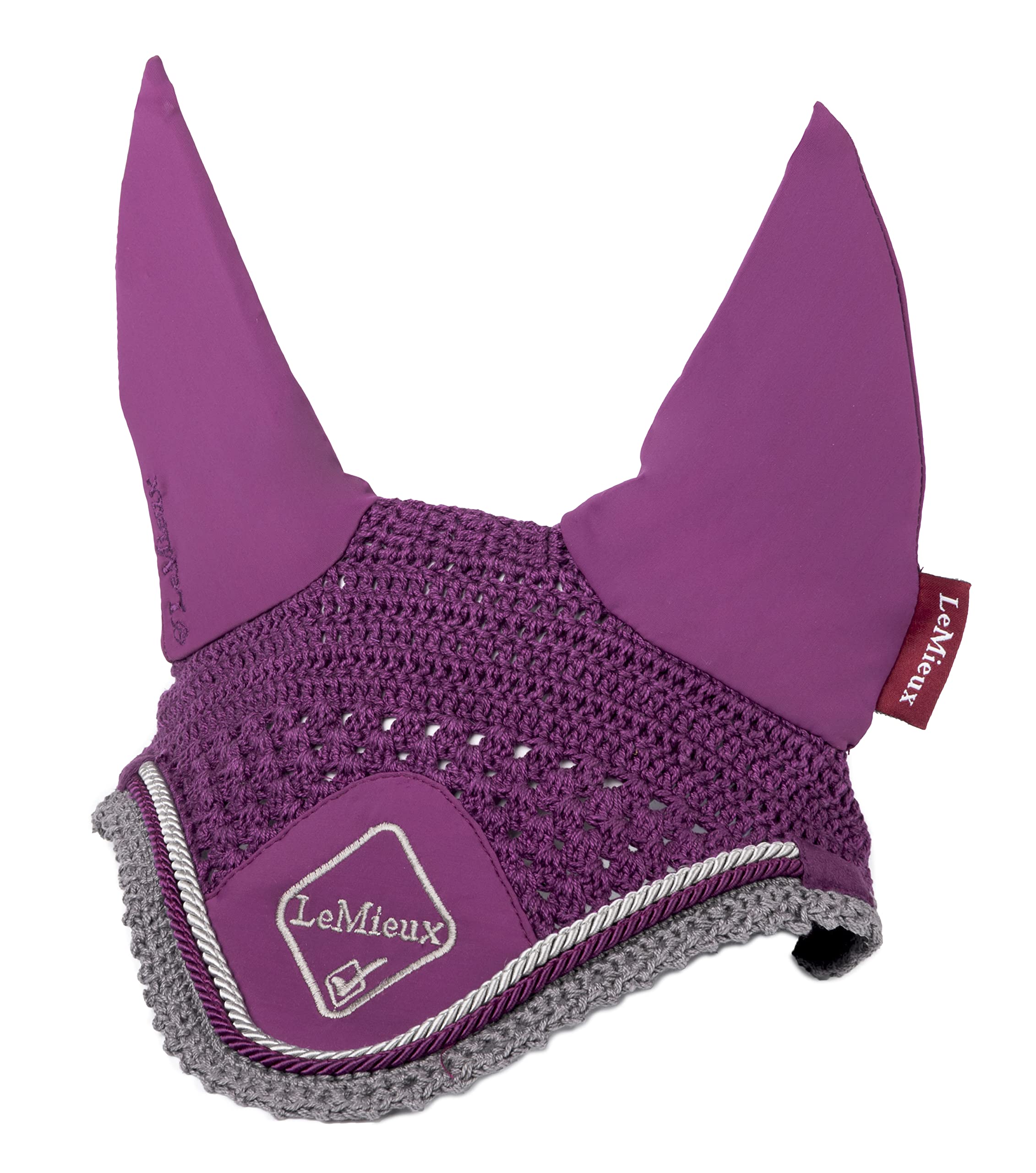 LeMieux Classic Crochet Fly Hood with Comfortable Lycra Ears in Plum - Sport Horse Wear for Competitive Rider - Large