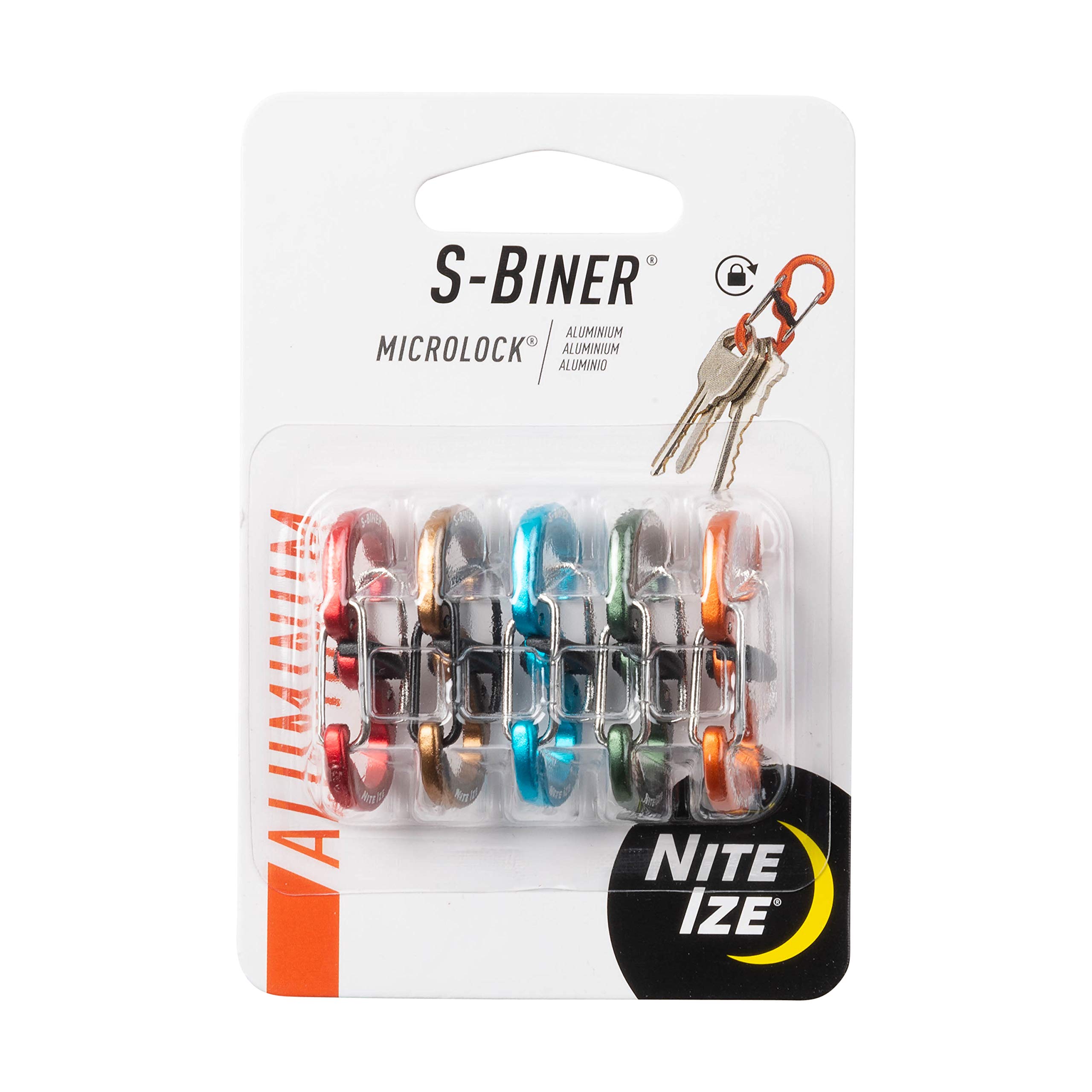 Nite Ize LSBMA-A2-5R7 Locking Carabiner Keyring Size #2 Assorted Colours, Assorted Colours, Size #2