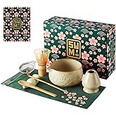 Matcha Whisk Set 9pcs – Matcha Tea Set with Ceramic Matcha Bowl, Bamboo Whisk (Chasen), Scoop, Sifter | Matcha Kit for Japanese Tea Ceremony & Beginners(Mottled)