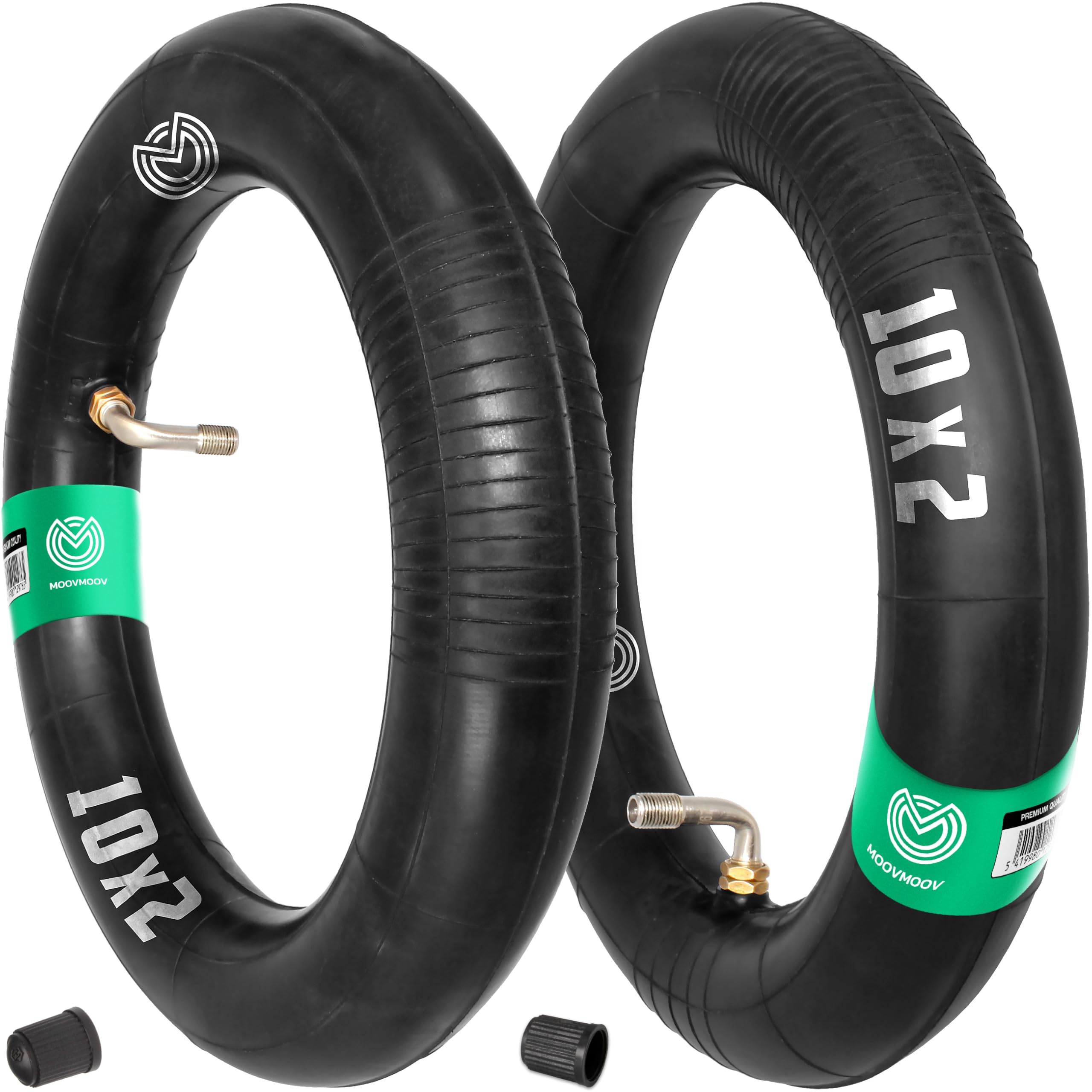 MOOVMOOV (2-Pack) 10x2 Inner Tubes for Electric Scooter with 90/90 Bent Valve Stem - Double Thickness & Anti-Slip Rubber Tyre - 10 inch Tube compatible with 10x2.50-10x2.25-10x2 Tyres