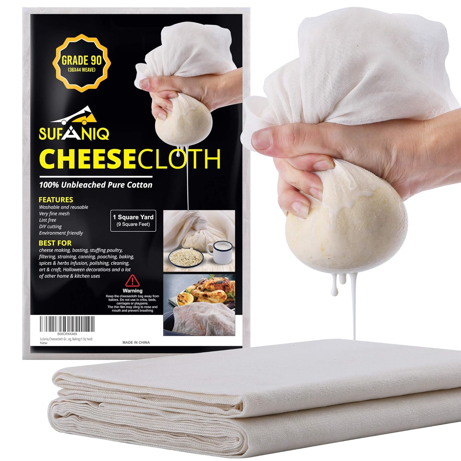 Buy Sufaniq Cheesecloth Grade 90 1 Sq Yard Unbleached 100 Cotton Fabric Reusable Ultra Fine Muslin Cloth For Straining Cooking Cheesemaking Baking Online At Low Prices In India Amazon In