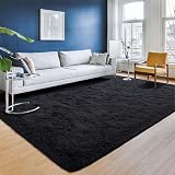Aspire Homeware Black Fluffy Rug 120x170 cm Non Slip Thick Pile view 2