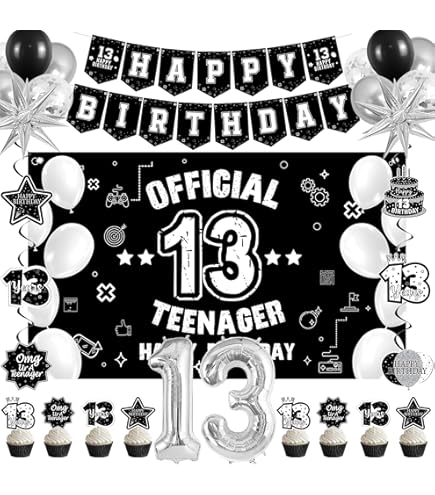 Elicola Décorations D'anniversaire Pour 13e Anniversaire - Bannière
