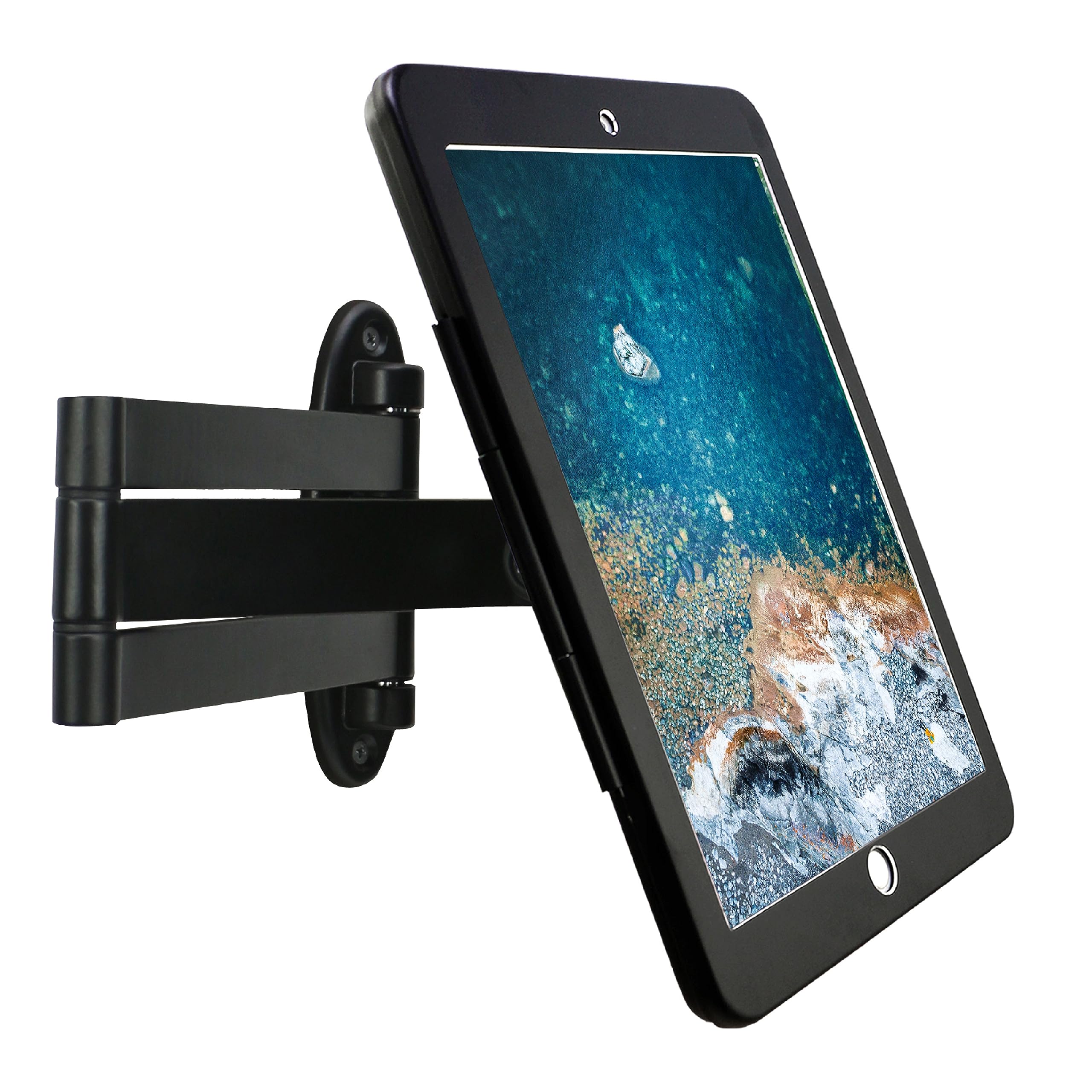 Photo 1 of WeSTRUGGLE Wall Mount Bracket with fold for iPad 9.7-Inch?6th,5th,Gen.,Air 1& 2?Pro?, Excluding Other 9.7".Extend Adjustable Arm Swivel with Anti Theft Lock, Multi Angle, Rotate Design,Metal (Black)