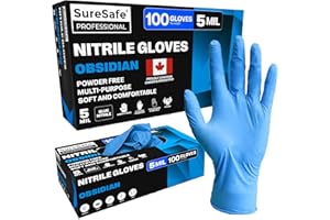 SURESAFE Blue Gloves Disposable, 5 Mil Nitrile Gloves, Latex Free Disposable Gloves, Mechanic Gloves, Tattoo Gloves