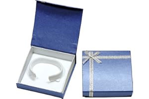 Wholesale Bangle Watch Bracelet Box Rich Blue Color Magnetic Premium Cardboard Jewelry Gift Box with Bows and Deluxe Velvet I