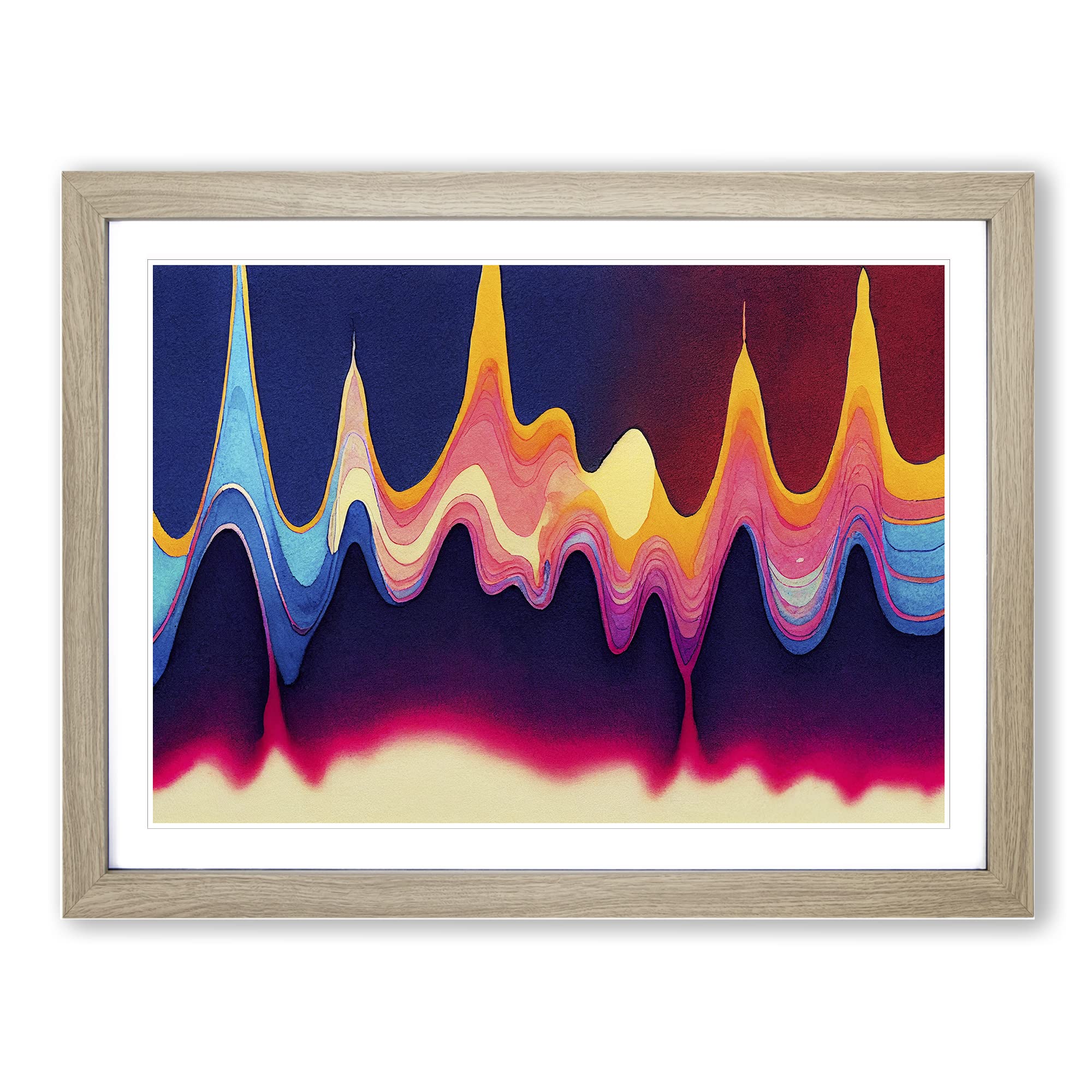 Audio Soundwave Art Vol.3 Abstract Framed Print | A4 Oak Framed Wall Art | Ready to Hang | Abstract Fantasy Picture | Living Room Bedroom Lounge Office