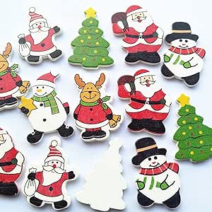 100 piezas de árbol de Navidad muñeco de nieve Papá Noel ciervo madera