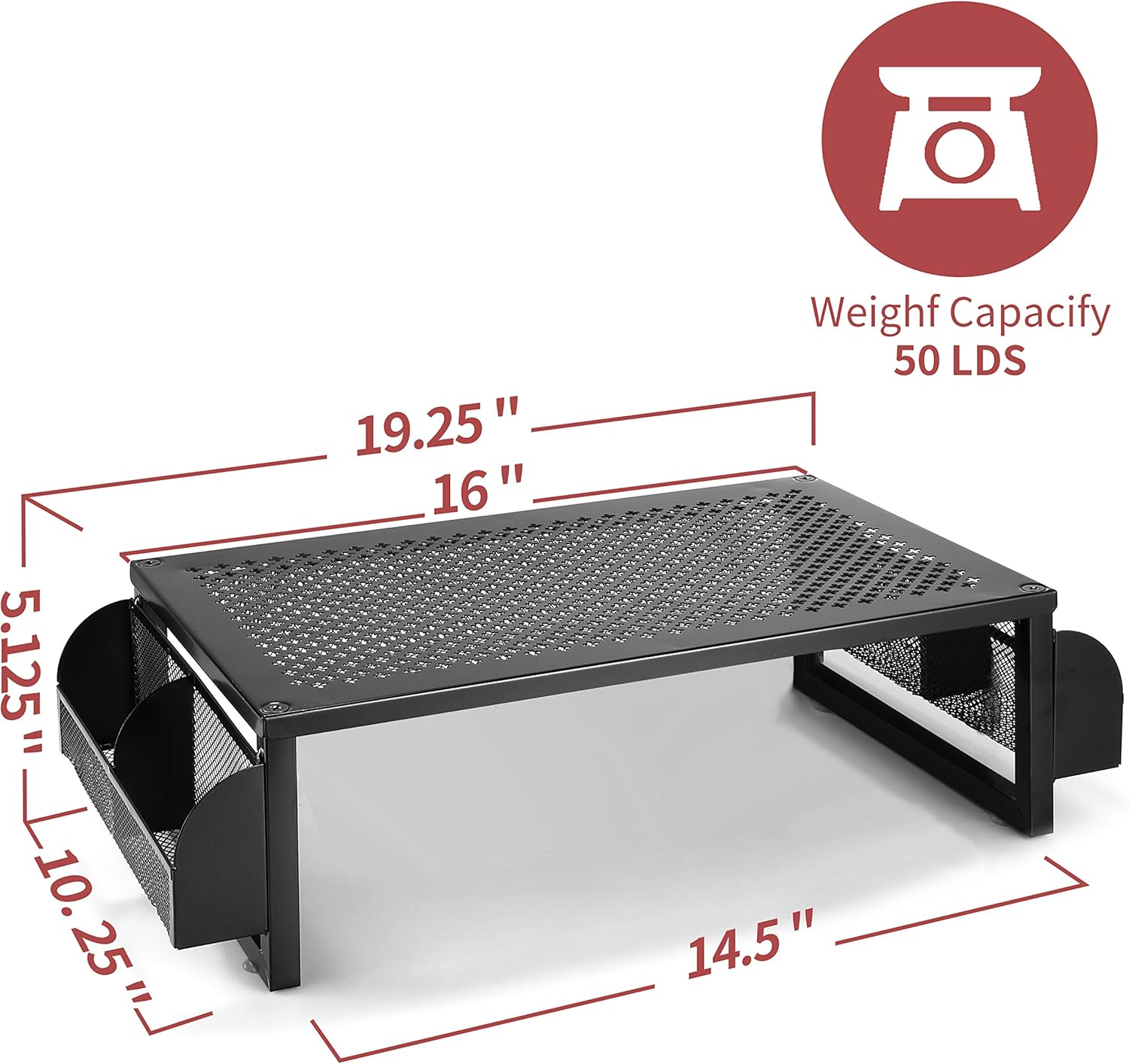 Simple Trending Metal Monitor Riser Stand and Computer Desk Organizer with Drawer, Black : Office Products