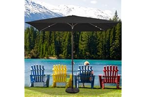 MEWAY 8x10ft Rectangular Patio Umbrella Outdoor Umbrella with Crank Lift System, Market Umbrella 8 Sturdy Ribs UV Protection for Table, Deck, Pool, Backyard, Garden(8 * 10 ft, Black)