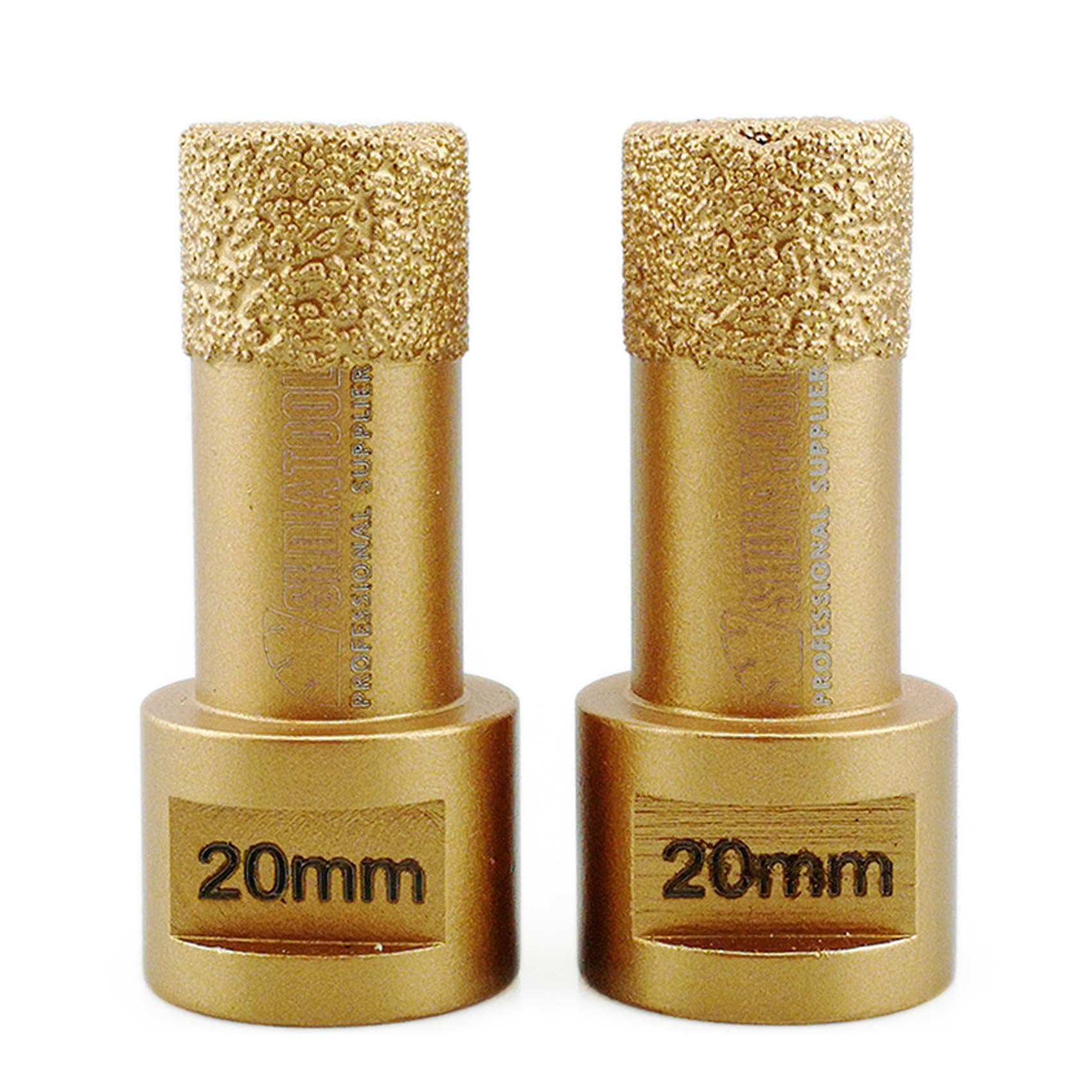 SHDIATOOL Dry Diamond Drill Core Bit 2PK 20mm Hole Saw with M14 Thread for Porcelain Tile Granite Marble