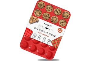 Anaeat Silicone Muffin Pan - Mini 24 Cups Cupcake Tray, Non-Stick Silicone Baking Molds for Making Muffin Cakes, Cupcake, Chocolate, Bread,Tart and Desserts, Just Pop Out