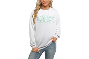 ALLTB St Patrick's Day Sweatshirt Women: Lucky Shirt Irish Shamrock Shirt Green Clover Stripe Long Sleeve Pullover