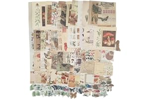 ESWENY 200 Pieces Vintage Ephemera Scrapbooking Supplies Pack Scrapbook Paper Sticker Material Pack for Art Journaling Bullet Journals Planners Collage Decoupage Crafter Gifts (Forest)
