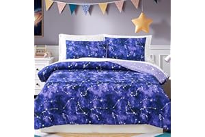 Wink Deer Twin Comforter Set - 5 Pieces Girls Boys Galaxy Glow in The Dark Twin Bedding Sets for Kids, Ultra Soft Bed in A Bag with Sheets
