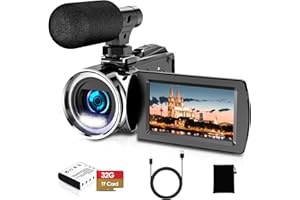 Hojocojo 4K Video Camera Camcorder UHD 36MP Vlogging Camera for YouTube 18x Digital Zoom 3" 270° Rotation IPS Screen Video Camcorder with Fill Light, Mic, 32GB Card, Battery