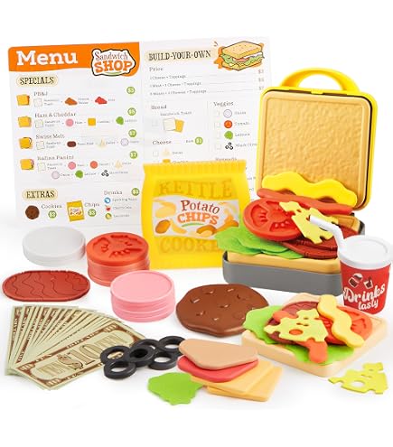 Subway Sandwich Playset (24 Piece Set) – HOBBYTRON Sandwich Playset for Kids - Green, Brown, Red display picture 1