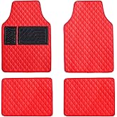 LSXUANCHU Red Car Floor Mats, Luxury Faux Leather Automotive Floor Mats, All Weather for Cars Truck SUV (4 Pieces, Red)
