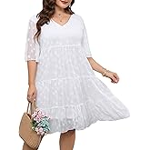 HJJPWW Women's Plus Size Summer Chiffon Loose Fit Dress Casual V Neck Belly Sleeve Babydoll Maternity Dress Sundress