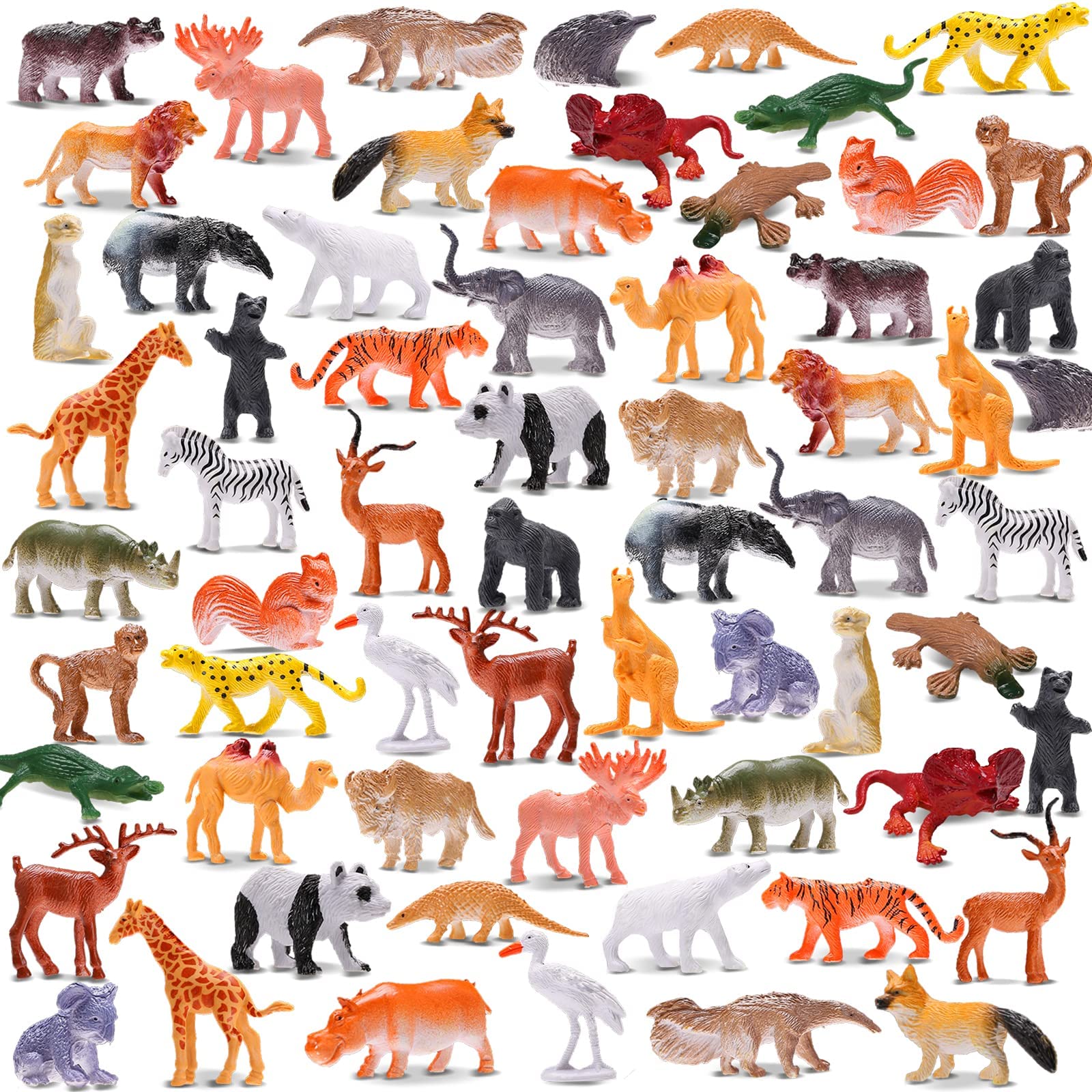 ジャングルToys Animal Toy, 64 Pack Mini Wild Jungle Realistic 64 Piece set