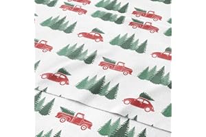 CGK UNLIMITED Flannel Christmas Sheets - 100% Cotton Flannel Sheet Set - King Size - Extra Soft & Cozy - Thick Warm Heavyweight Winter Bed Set - Deep Pocket Holiday Bedding for Women, Men & Kids - Christmas Tree