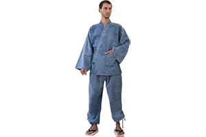 Kamakura_ya Japanese Samue Judo Gi Style Loungewear Indigo Dyed Honeycomb Weaving Fabric Relaxation Wear