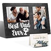 SARLUNA Best Dad Ever 3D Wooden Picture Frame Gift - Double 4x6 Inch Frames, Ideal for Father's Day, Birthday Gifts from Daughter, Presents for Dad - Best Dad Gifts