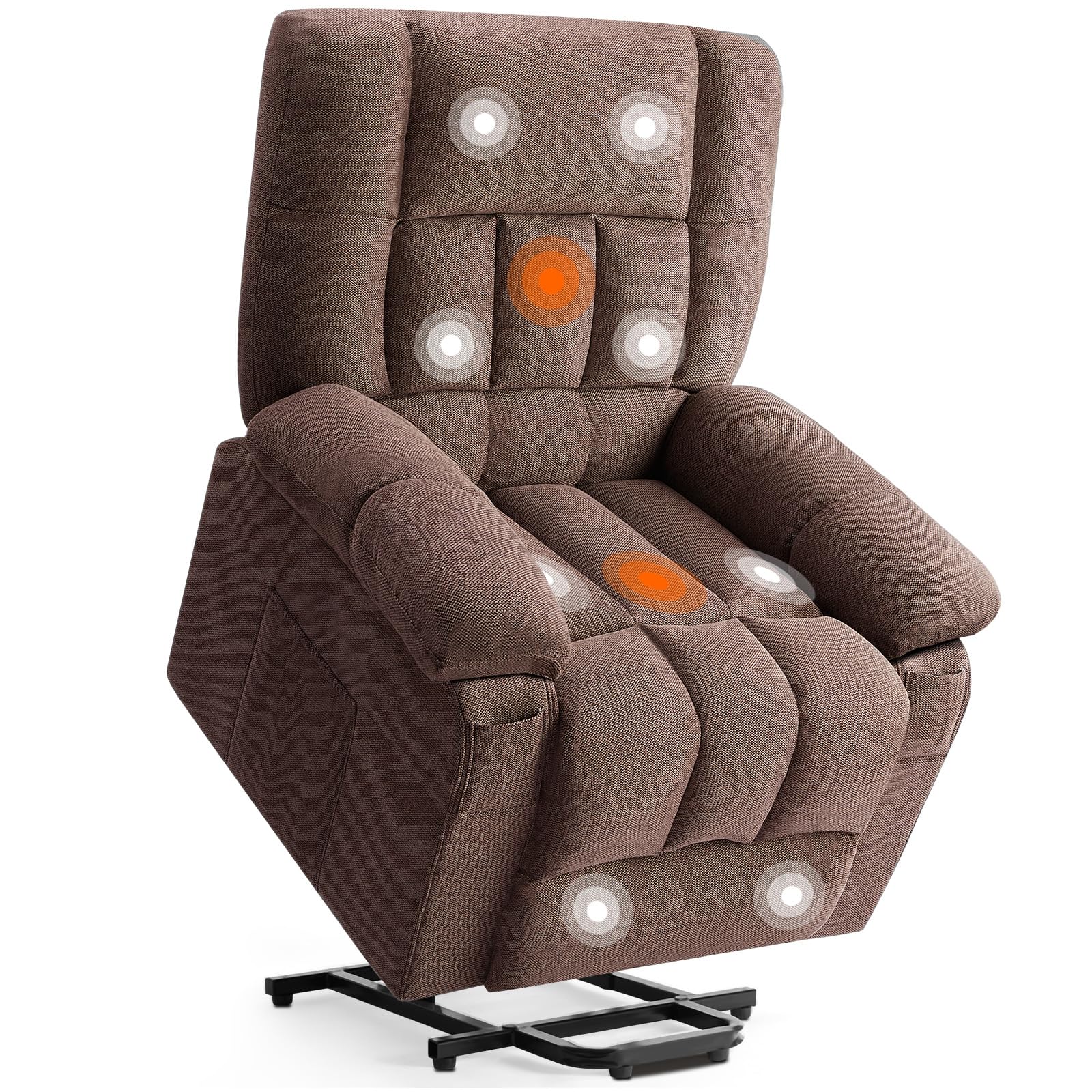 Photo 1 of *USED*
DUMOS Power Lift Recliner Chair with Vibration Massage and Heat for Elderly, Ergonomic Overstuffed Breathable Fabric Reclining Chair with 3 Pockets, Remote Control, Living Room, Bedroom, Brown