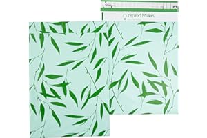 Inspired Mailers - Poly Mailers 10x13-100 Pack - Green Botanical Print - Shipping Bags for Clothing - Large Mailing Envelopes - Shipping Envelopes - Mailing Bags - Package Bags