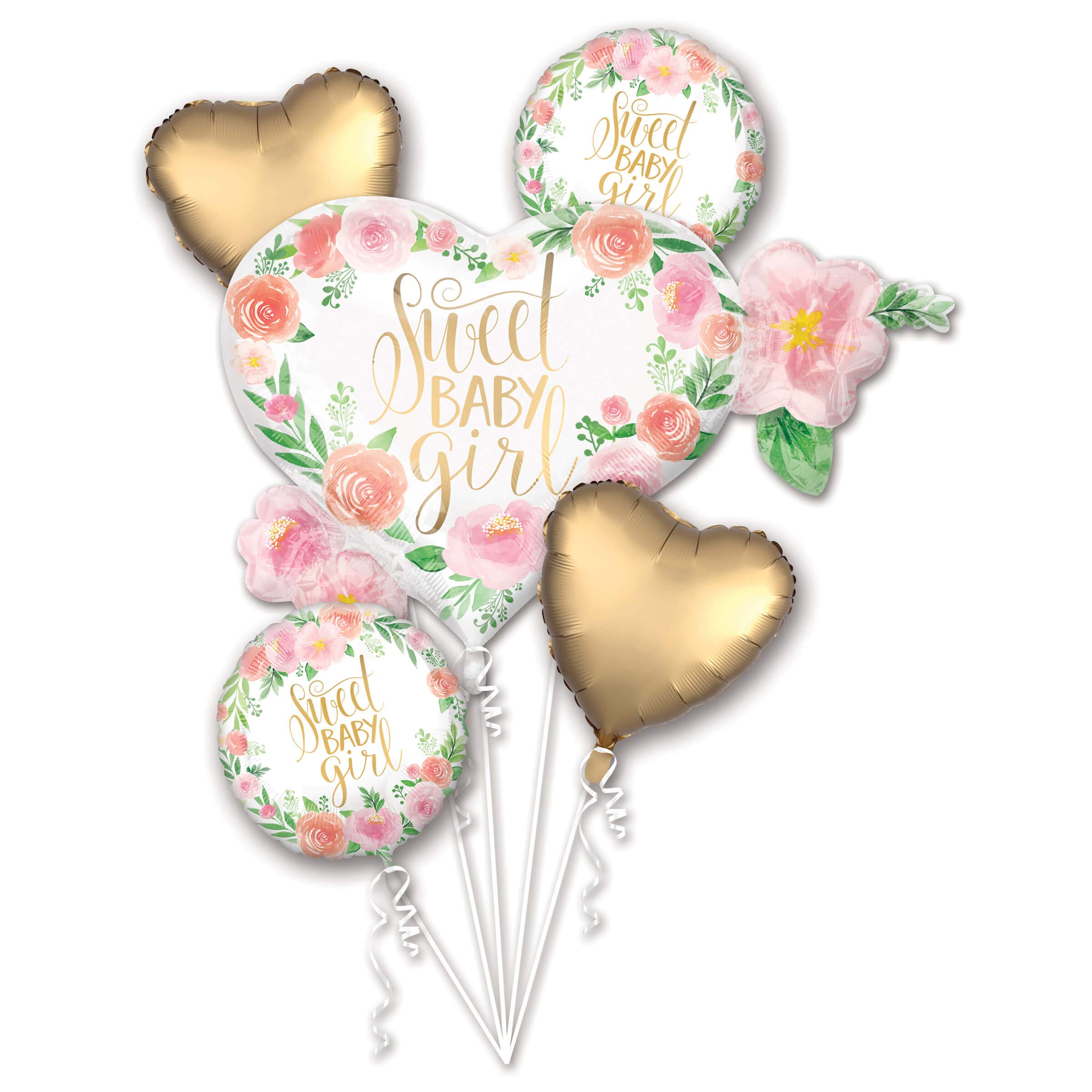Amscan Anagram 3851601 - Floral Baby Foil Balloon Bouquet - 5 Pieces