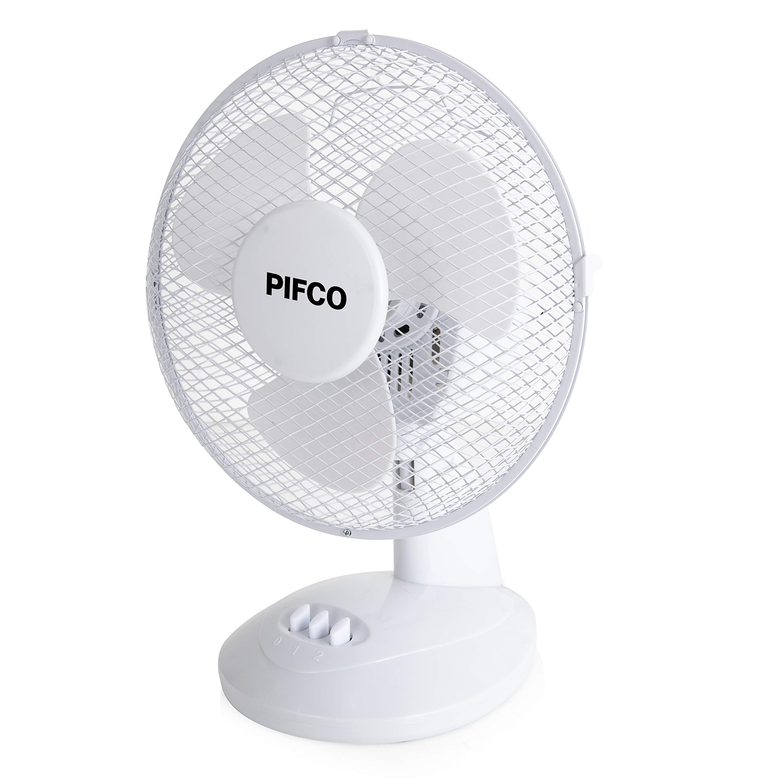 Pifco P52004 Desk Fan, 2 Speed Settings, Adjustable Tilt with Oscillation Function, Anti Slip Feet, 9 Inch, White