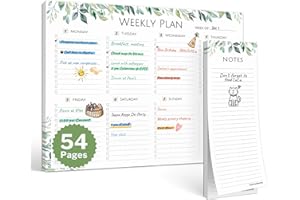 CRANBURY 8.5x11 Weekly Planner Notepad, 54 Tear-Off Pages, Large Weekly Desk Planning Pad, Undated Weekly Planner Pad with Daily To Do Checklist, Week of, Notes, Matching Note Pad