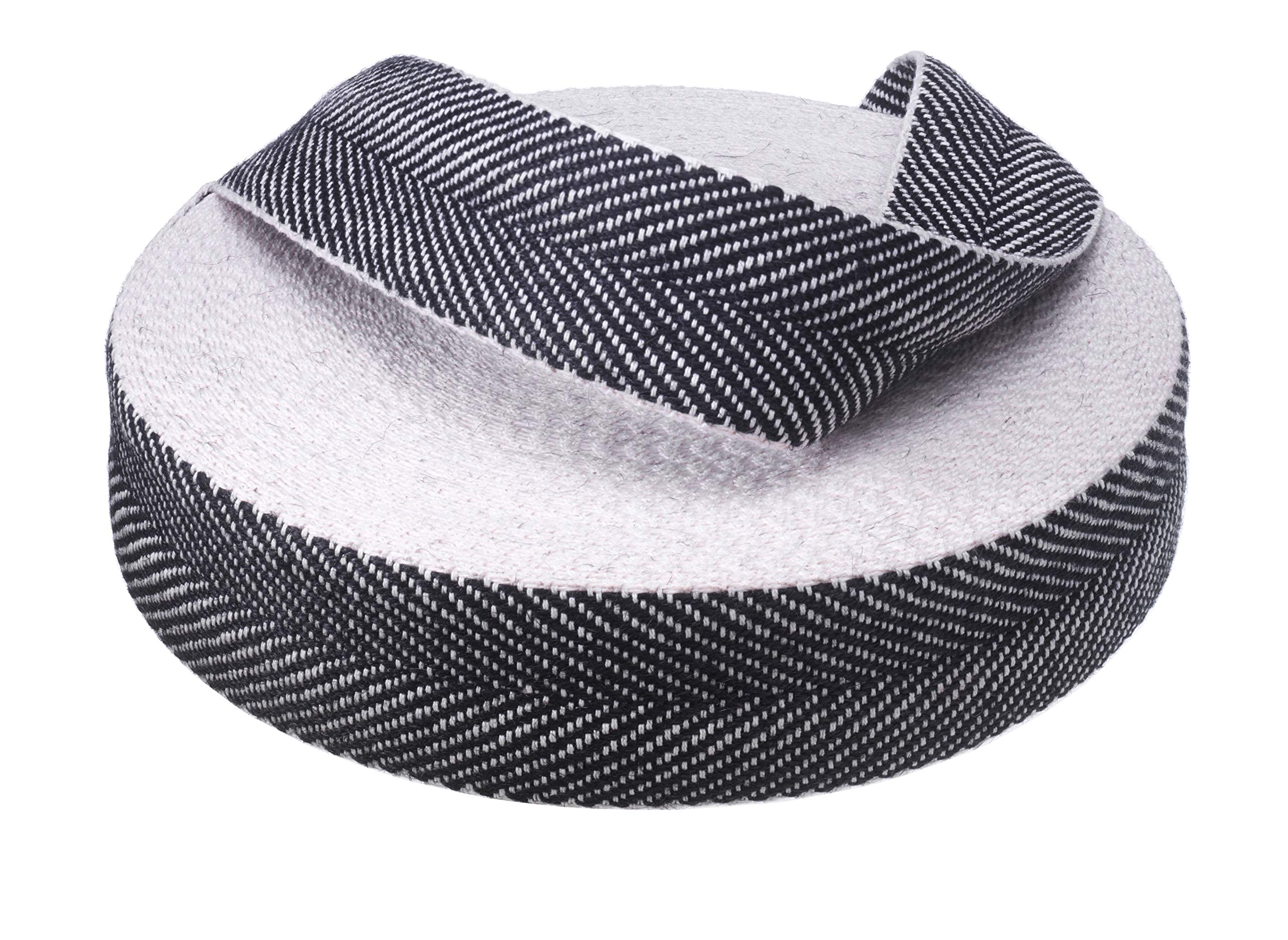 Direct Manufacturing Upholstery Webbing, Herringbone Black/White Cotton, Traditional Jute 2" 50mm x 33m - Made in the UK