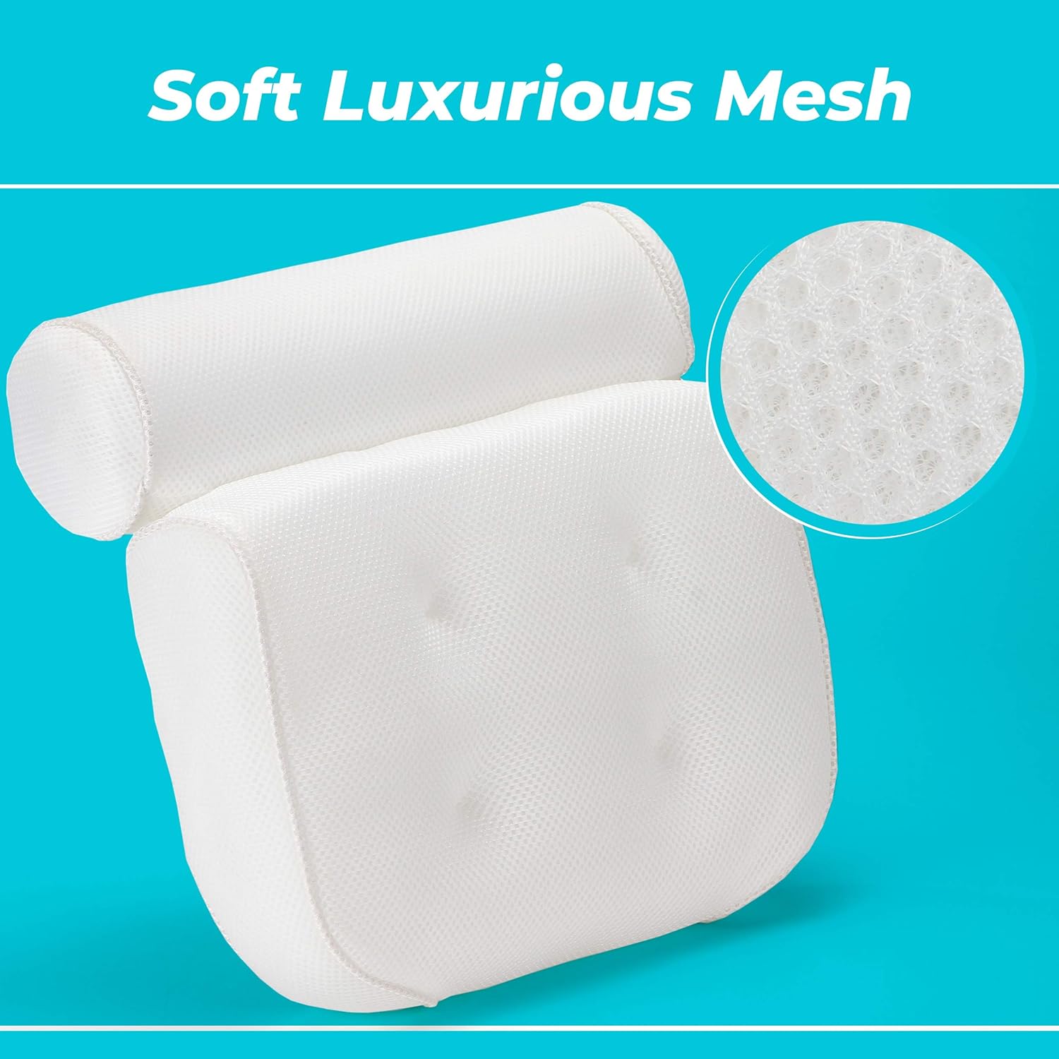 Bath Pillow (Premium Quality), Luxury Bathtub Pillow Rest (Powerful Suction Cups), Bath Pillows for Tub Neck and Back Support, Spa Pillow for Bathtub (Breathable 3D Mesh), Hot Tub Pillow (Head) : Beauty