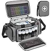 OUUTMEE Medicine Storage Bag, Pill Bottle Organizer with Portable Small Pouch, Medication Bottle Organizer Empty with Shoulder Strap for Home Storage and Travel