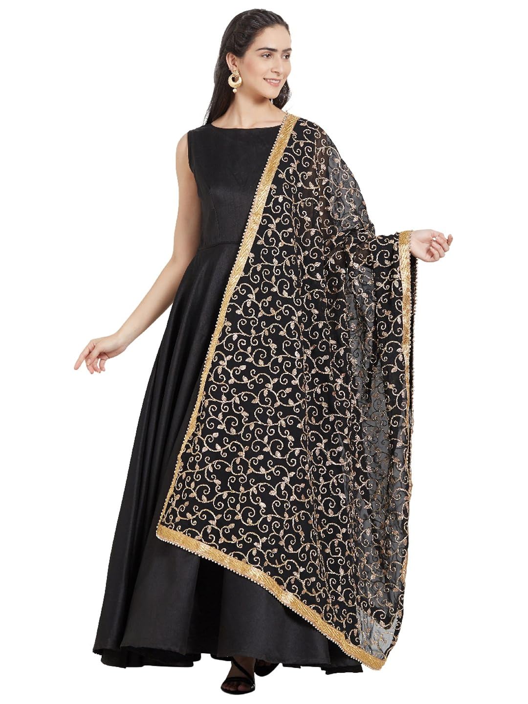 dupatta bazaar woman's gold embroidered georgette dupatta