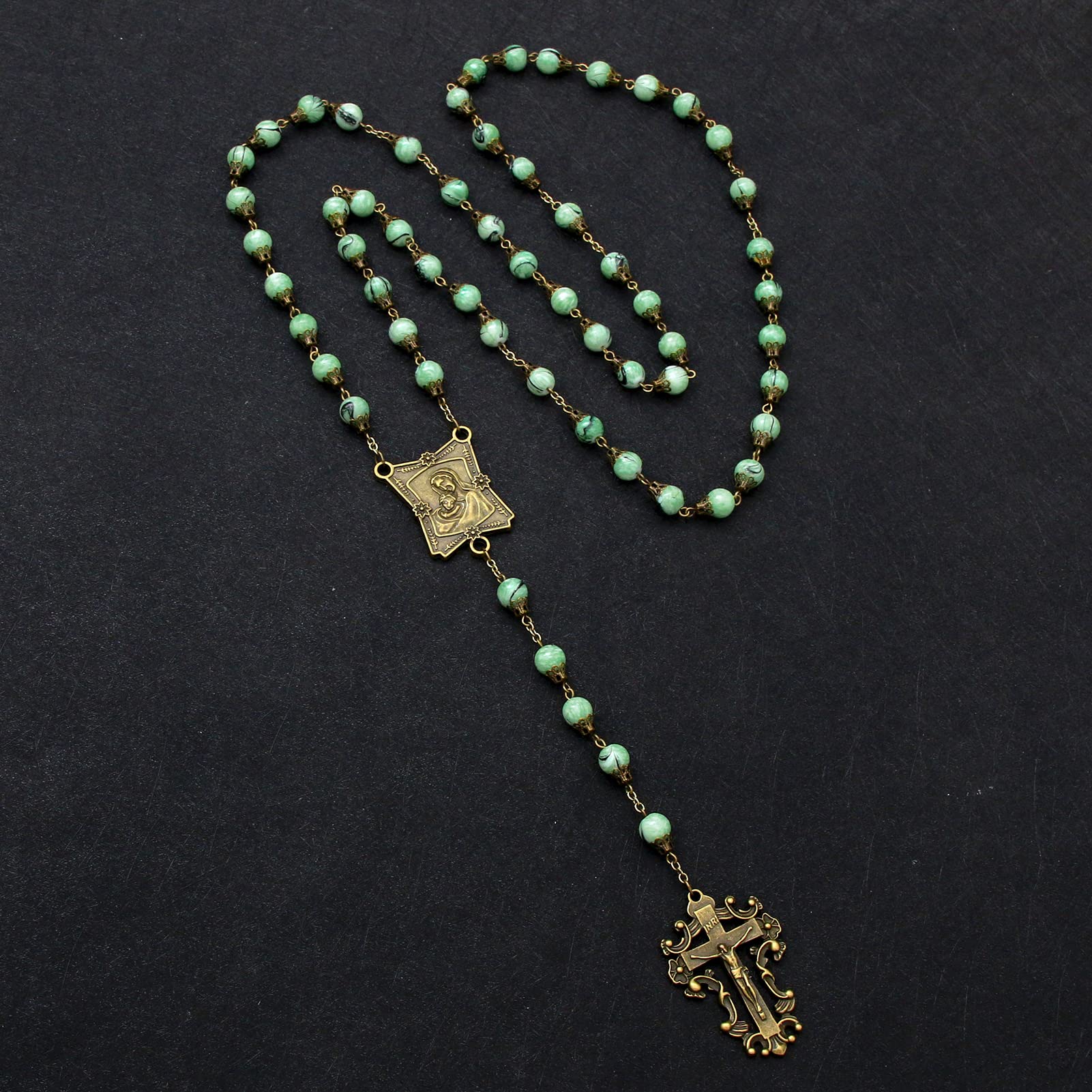 Rosary Beads Catholic for Women Gemstone Rosary Beads Necklace with Crucifix Cross Crystal Pearl Rosary Rosarios Catolicos Catholic Gifts