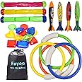 Fayoo 23 Pack Underwater Swimming/Diving Pool Toys Diving Rings(4 Pcs), Toypedo Bandits(4 Pcs), Diving Sticks(3 Pcs) with Und