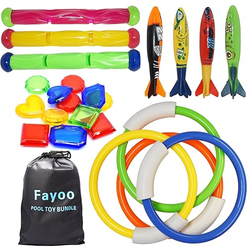 Fayoo 23 Pack Underwater Swimming/Diving Pool Toys Diving Rings(4