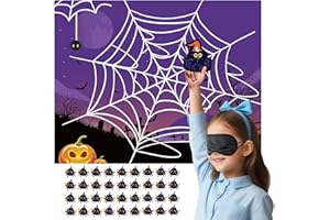 Haunt Couture Halloween Party Games for Kids with Rewards – Pin The Spider on The Web for 36 Players – Reusable, Halloween Birthday Party Fun Game – 01