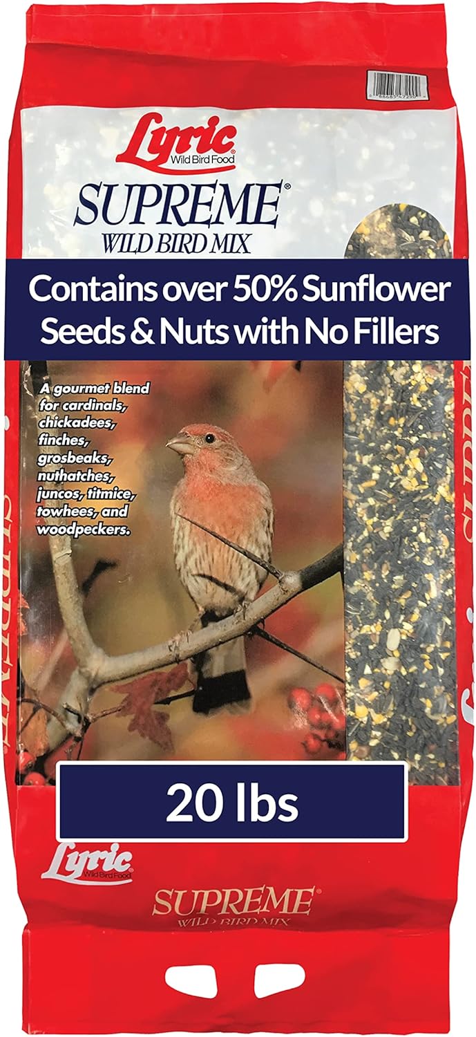 Backyard Birding & Wildlife - Lyric Supreme Wild Bird Seed, Wild Bird Food Mix with Nuts and Sunflower Seeds, 20 lb. Bag