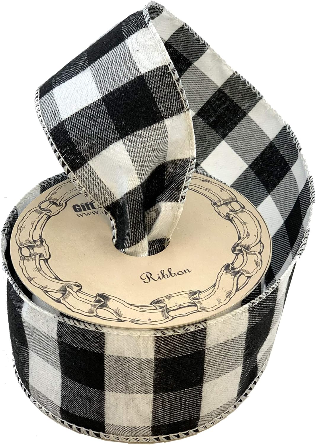 Bows & Ribbons - Black White Buffalo Plaid Ribbon - 2 1/2