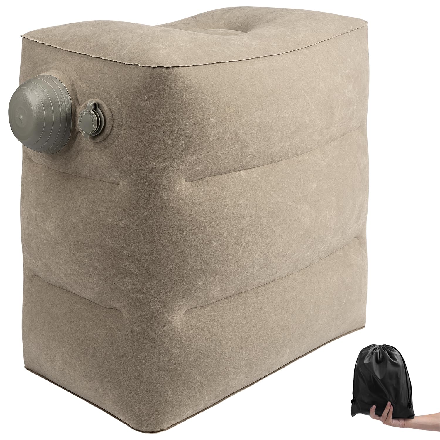 Photo 1 of 1 Pack Inflatable Travel Foot Pillow,Inflatable Leg Pillow Outdoor Stool, Adjustable 3 Layers Height Leg Rest Pillow for Airplane, Office, Home, Trains, Cars (1Pack Grey)