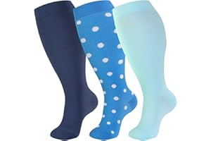 cerpite Plus Size Compression Socks Wide Calf for Women & Men 20-30 mmhg-Extra Wide Calf Knee High Support Socks for Nurse