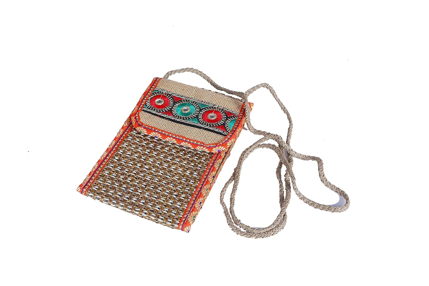 csm girl's jute mobile pouches (multicolour) - pack of 2