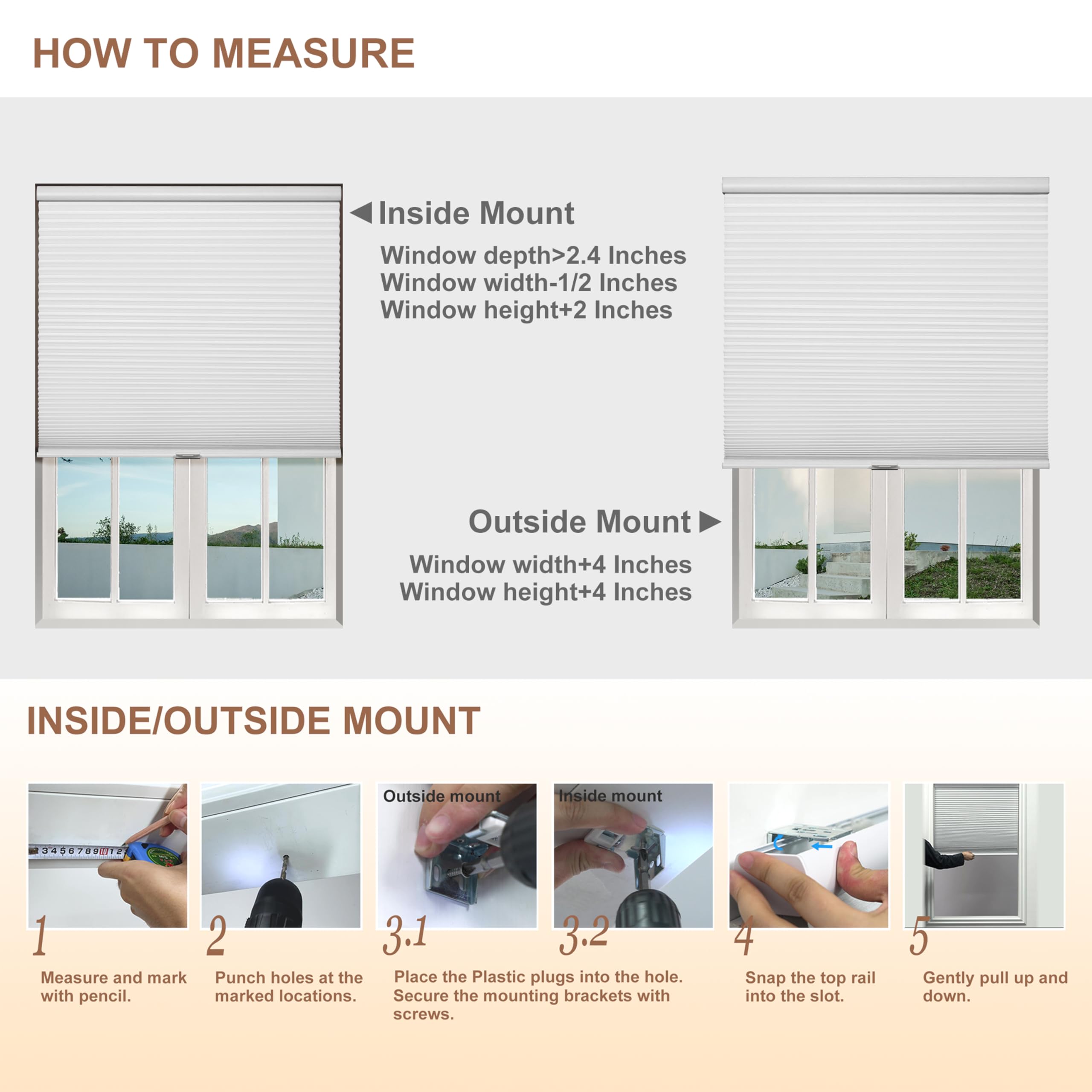 Boolegon Light Filtering Cellular Shades Cordless