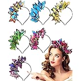 Knitgrip 6 Pack Butterfly Fascinator Hats Butterfly Headband Monarch Tea Party Christmas Decorations for Women Multi Color