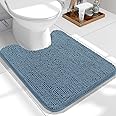 OLANLY Toilet Rugs U-Shaped 24x20, Extra Soft Absorbent Chenille Contour Bathroom Rugs for Toilet, Dry Quickly, Machine Washable, Non-Slip Bath Mat, Airy Blue